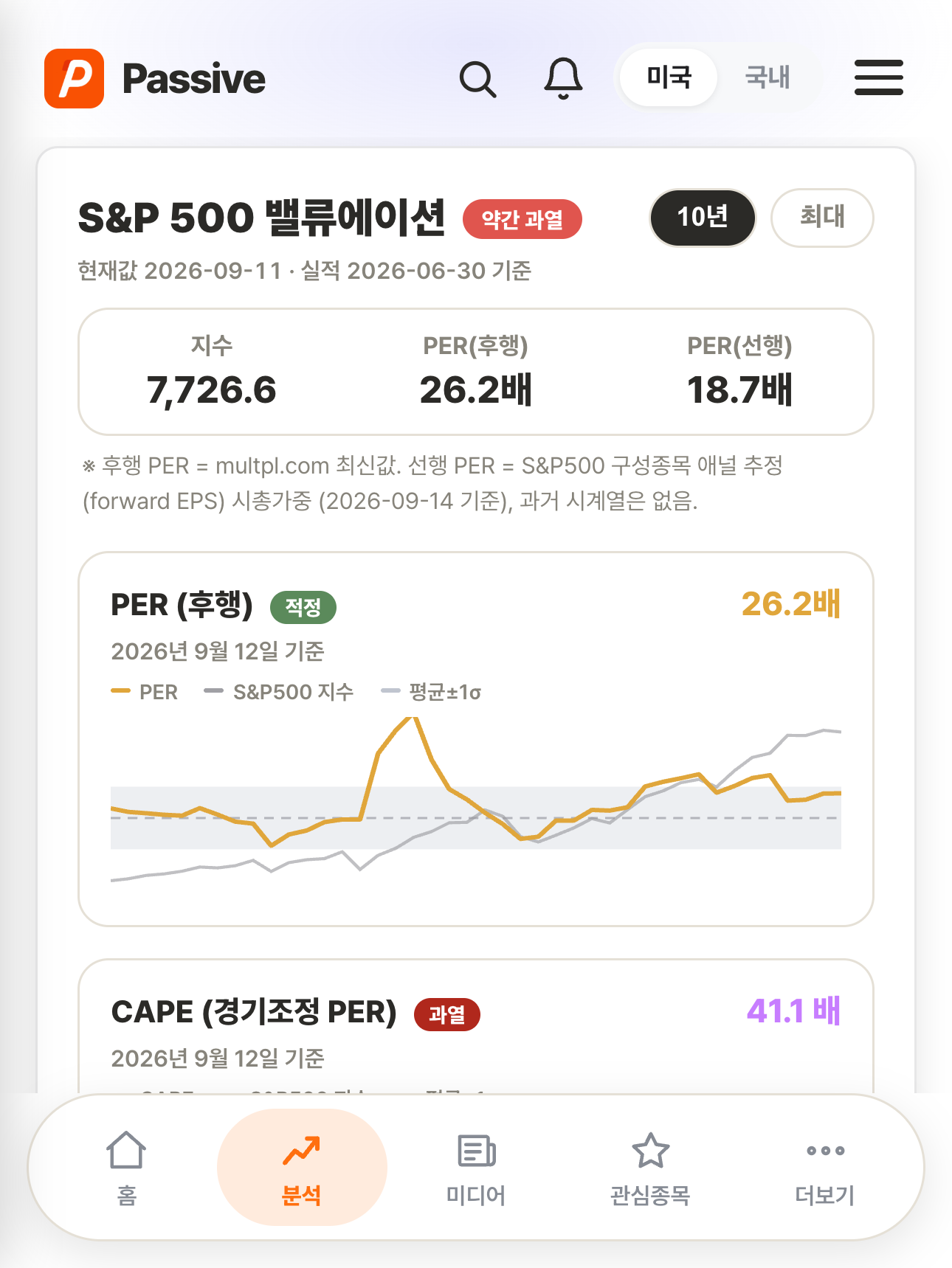 Passive 분석 화면