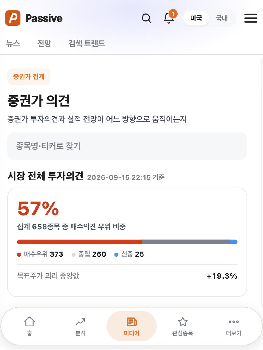 Passive 분석 화면