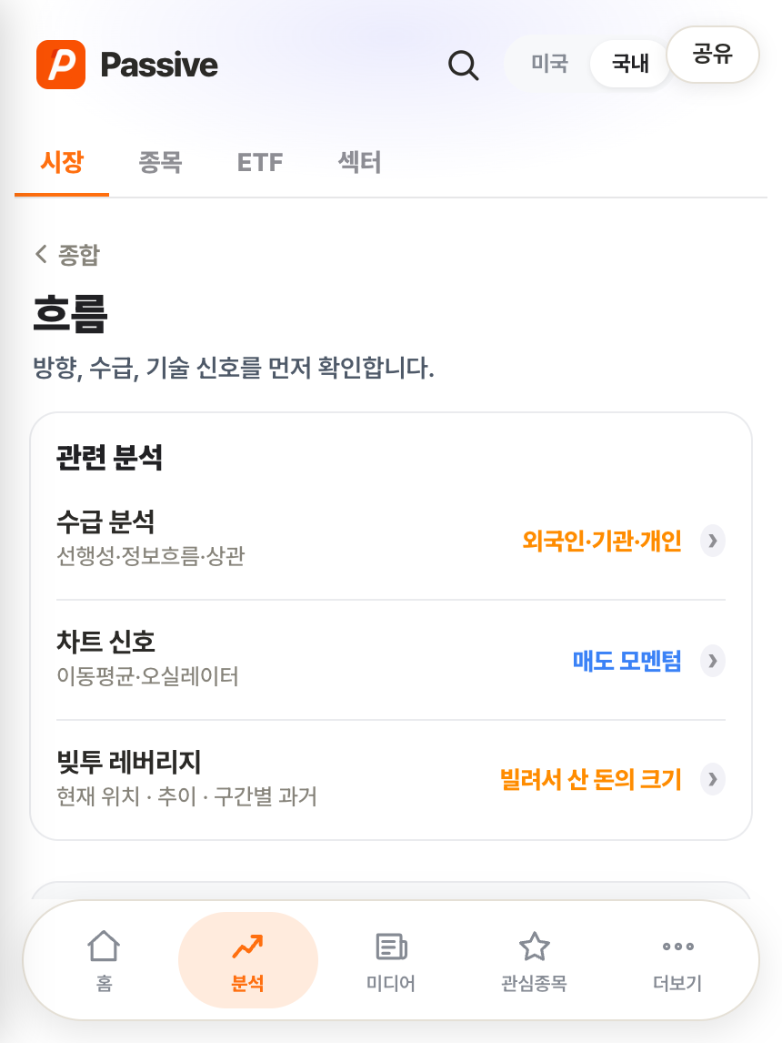 Passive 분석 화면
