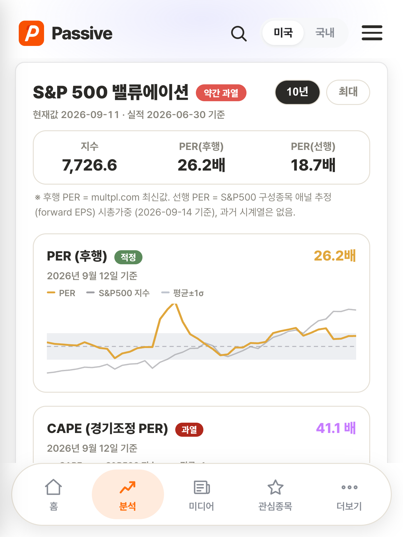 Passive 분석 화면