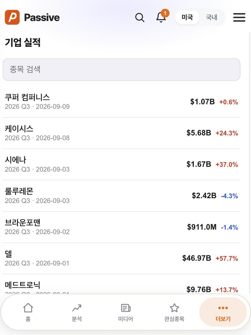 Passive 분석 화면